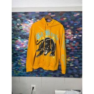 Y2k Ed Hardy Mens Panther Graphic Hoodie Mustard Yellow Size M